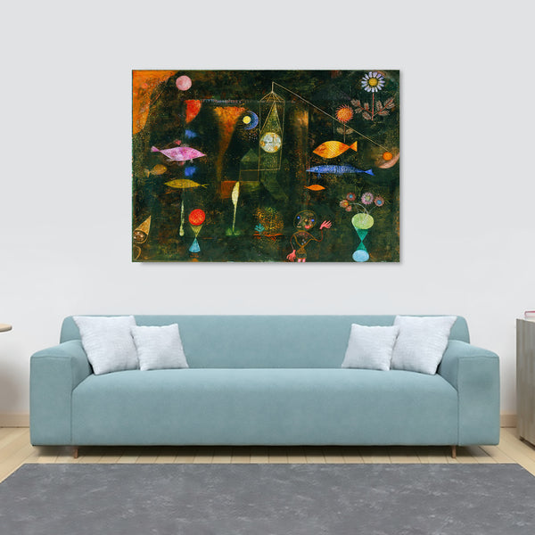 Fish Magic by Paul Klee - Canvas Wall Art Framed Print - Various Sizes