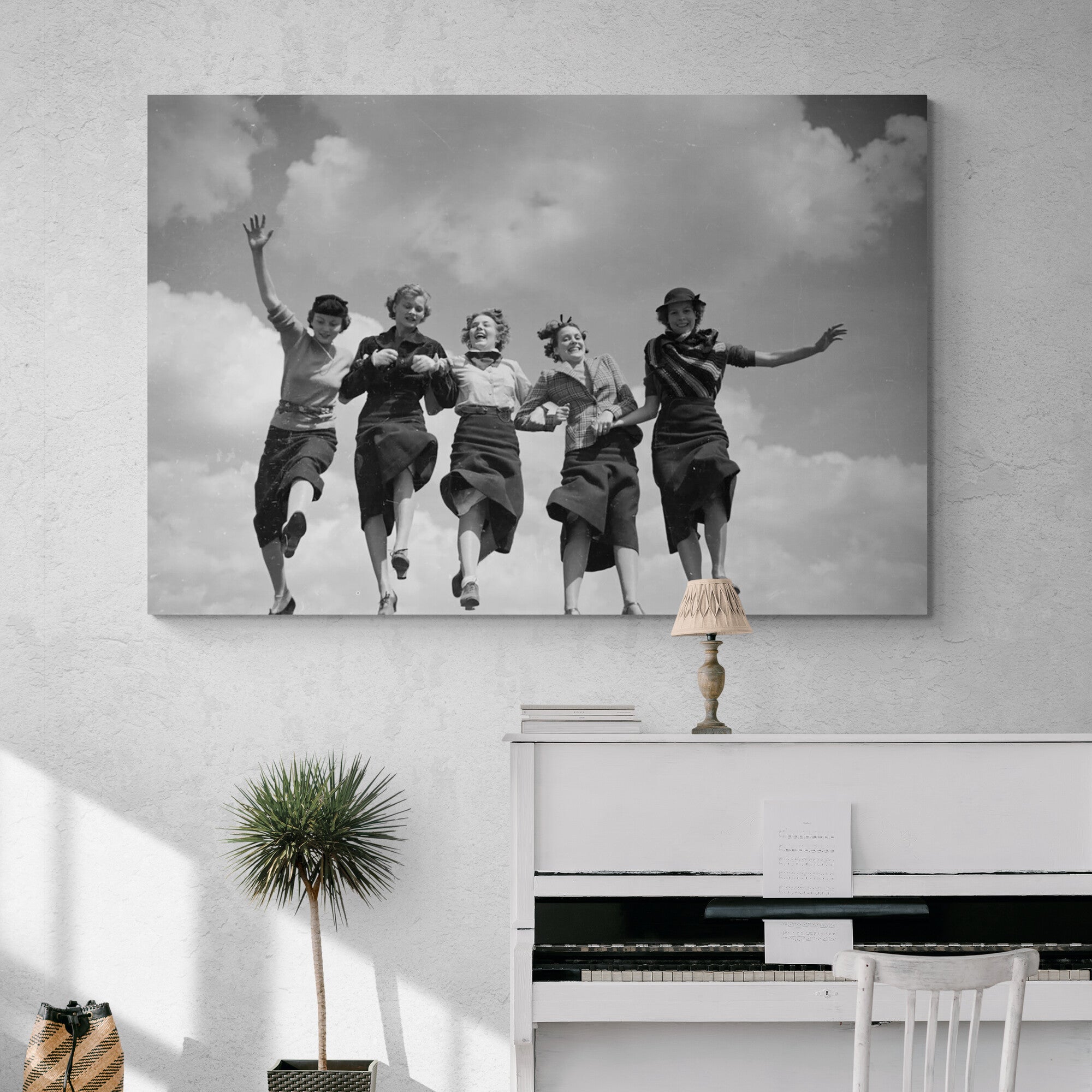 Five Women Hold Hands - Vintage Photgraphy By Toni Frissell 1935 - Canvas Wall Art Framed Print - Various Sizes