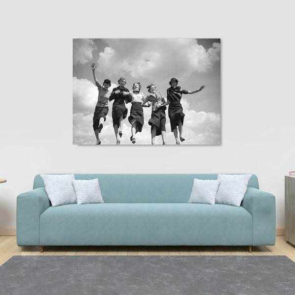 Five Women Hold Hands - Vintage Photgraphy By Toni Frissell 1935 - Canvas Wall Art Framed Print - Various Sizes