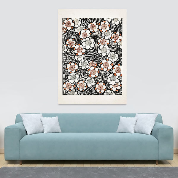 Floral Pattern by Watanbe Sekai - Canvas Wall Art Framed Print - Various Sizes