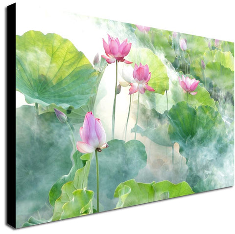 Flower - Lotus Summer - Canvas Wall Art Framed  Print -Various Sizes