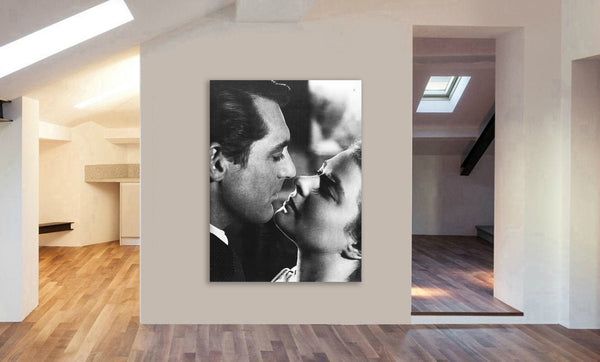 Cary Grant Ingrid Bergman - Canvas Wall Art Framed Print - Various Sizes
