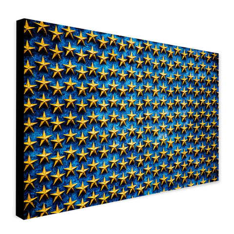 Golden Star Pattern Abstract Wall Art - Canvas Wall Art Framed Print. Various Sizes