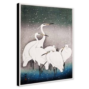 Group of Egrets by Ohara Koson - Canvas Wall Art Framed  Print - Various Sizes