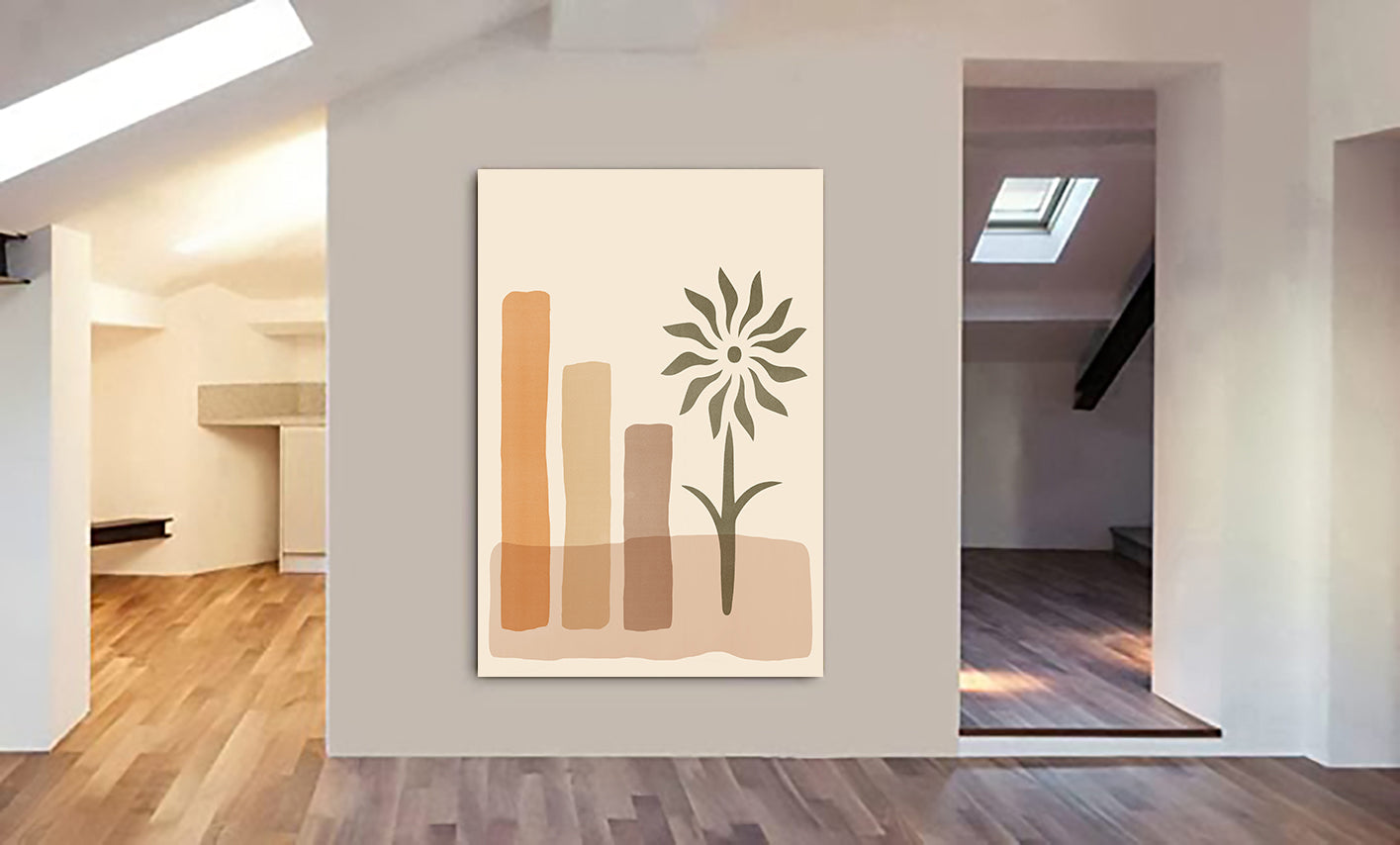 Grow - Boho Abstract Minimalist Wall Art - Canvas Wall Art Framed Print - Various Sizes