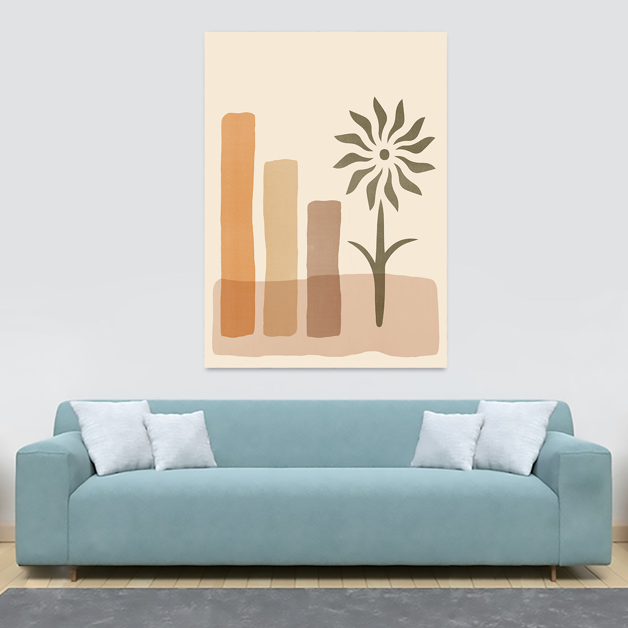 Grow - Boho Abstract Minimalist Wall Art - Canvas Wall Art Framed Print - Various Sizes