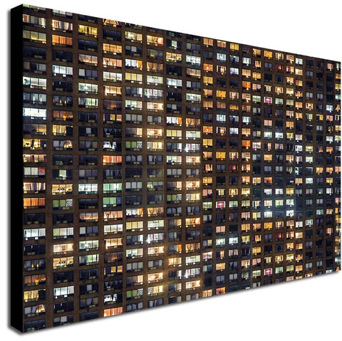 High Rise Building Window Front - Abstract - Canvas Wall Art Framed Print - Various Sizes
