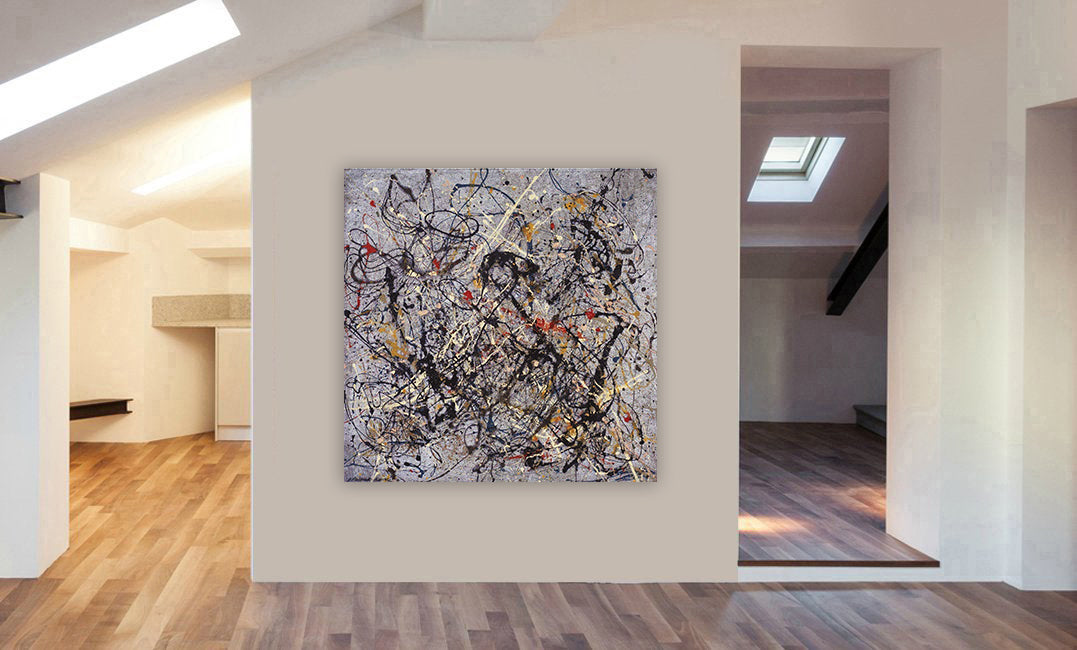 Jackson Pollock Number 18 Abstract - Framed Canvas Wall Art Print - Various Sizes
