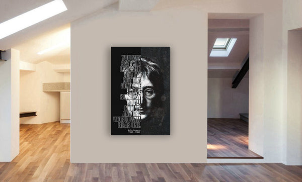 John Lennon - Imagine - The Beatles - Canvas Wall Art Framed Print - Various Sizes