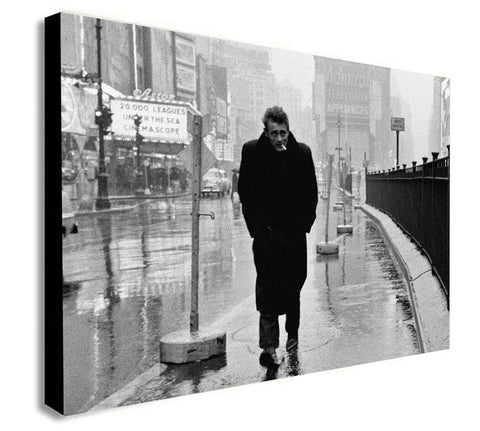 James Dean In Times Square - Canvas Wall Art Framed Print. Various Sizes