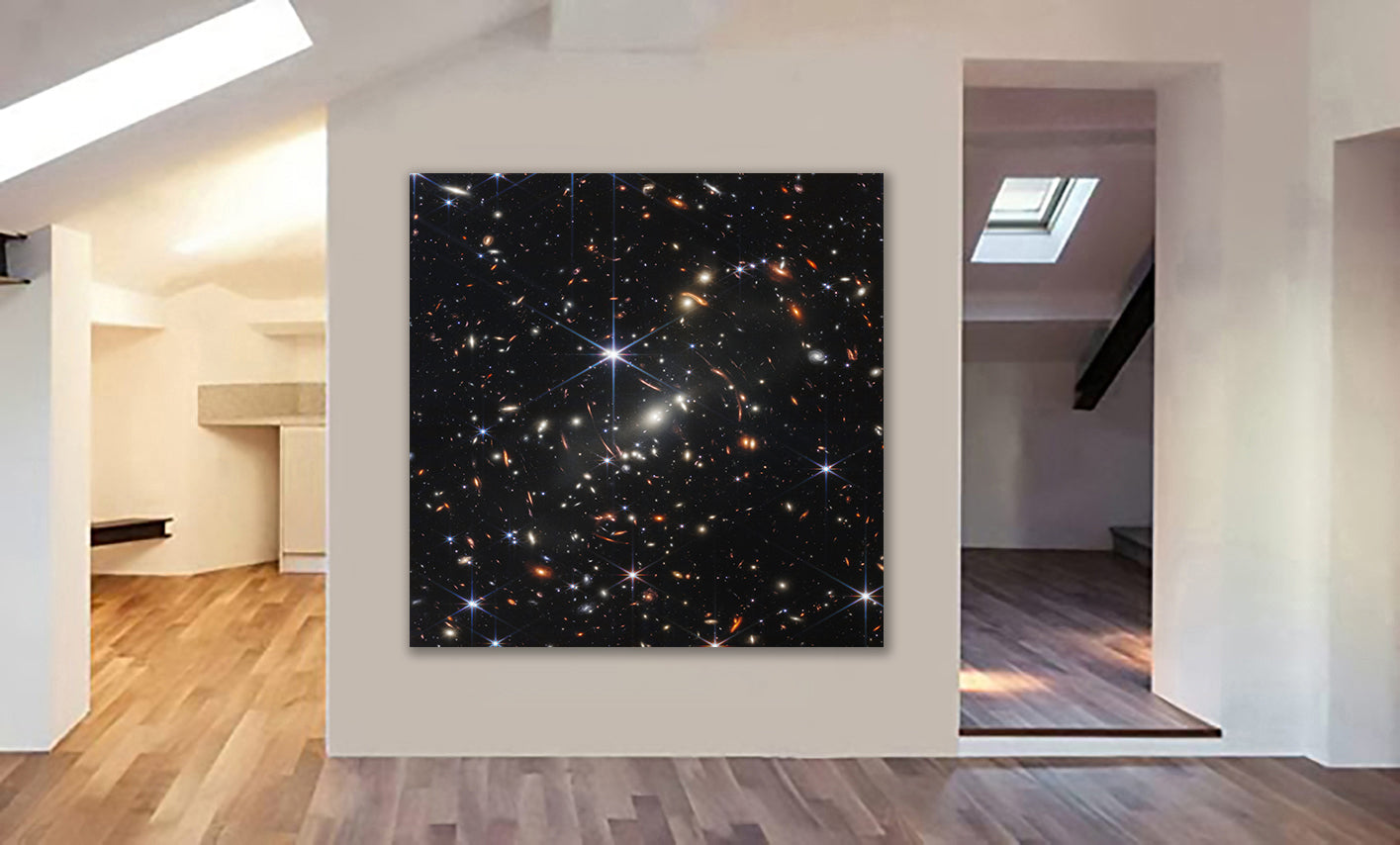 James Webb NASA - Deep Field Space Art - Framed Canvas Wall Art Print - Various Sizes