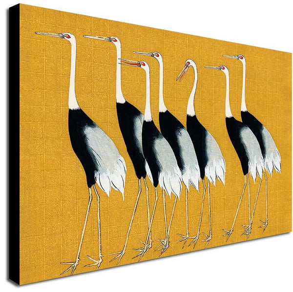 Japanese Red Crown Cranes by Ogata Korin - Canvas Wall Art Framed Print - Various Sizes