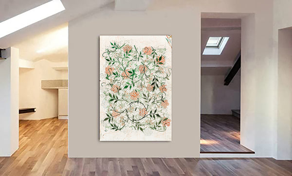 Jasmine Pattern by William Morris - Canvas Wall Art Framed Print - Various Sizes