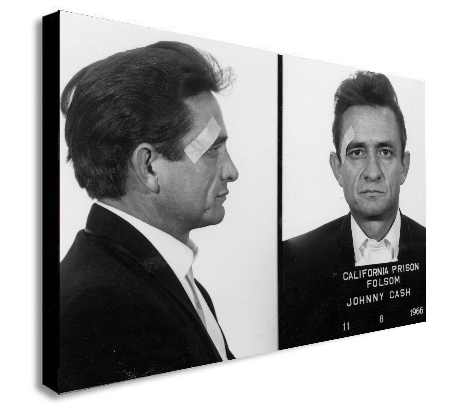 Johnny Cash Police Mugshot - Canvas Wall Art Framed Print - Various Sizes