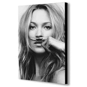 Kate Moss Moustache - Canvas Wall Art Framed Print - Various Sizes