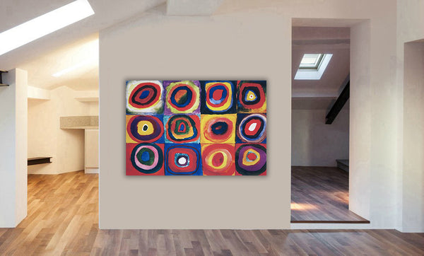 Squares with Concentric Circles By Kandinsky - Canvas Wall Art Framed Print - Various Sizes