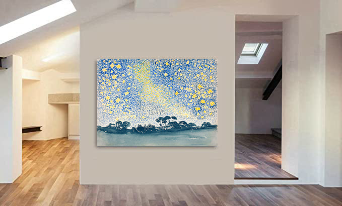 Landscape with Stars by Henri-Edmond Cross - Canvas Wall Art Framed  Print - Various Sizes