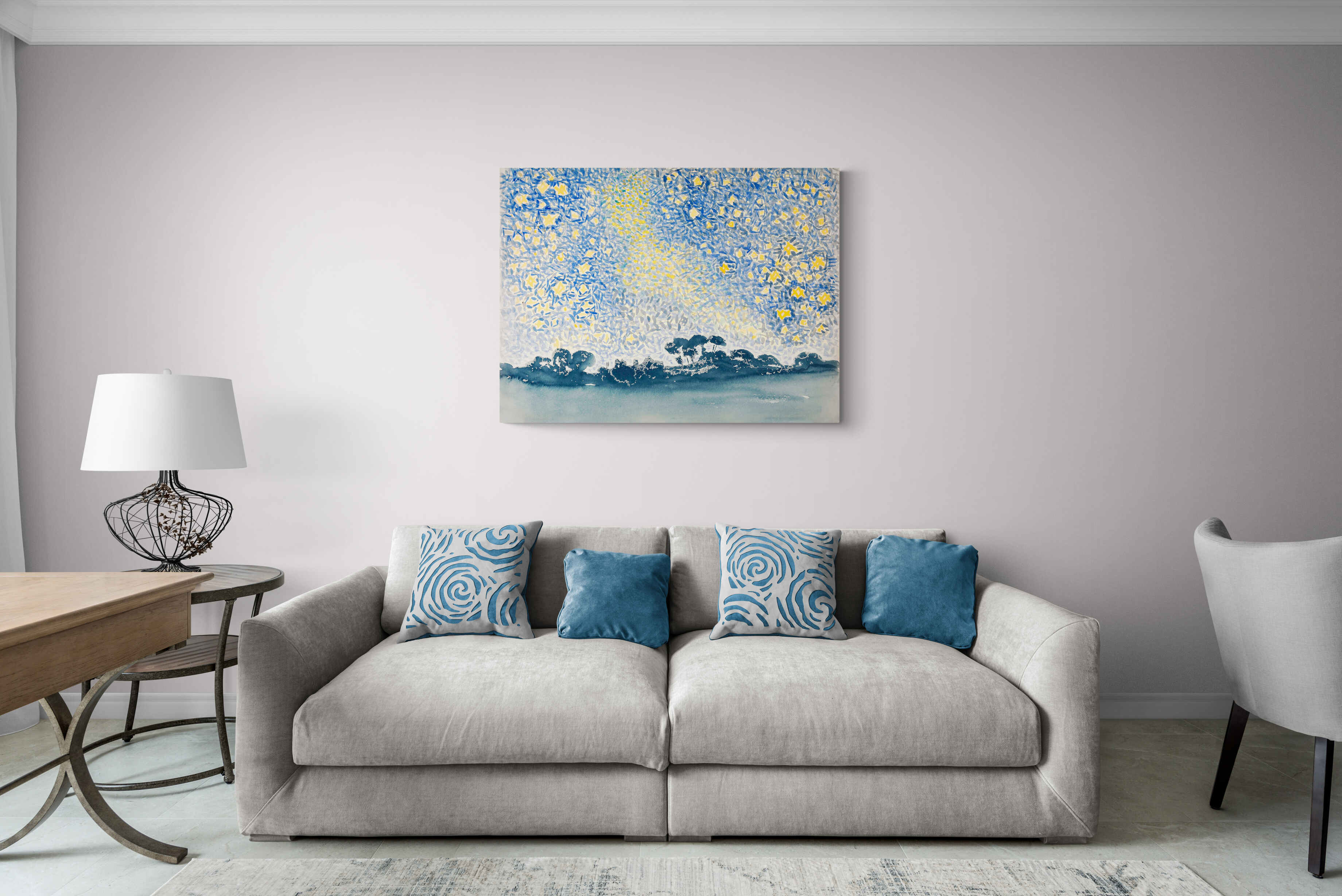 Landscape with Stars by Henri-Edmond Cross - Canvas Wall Art Framed  Print - Various Sizes