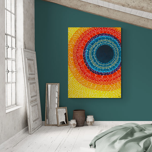 The Eclipse Abstract Wall Art by Alma Thomas 1970 - Canvas Wall Art Framed Print - Various Sizes