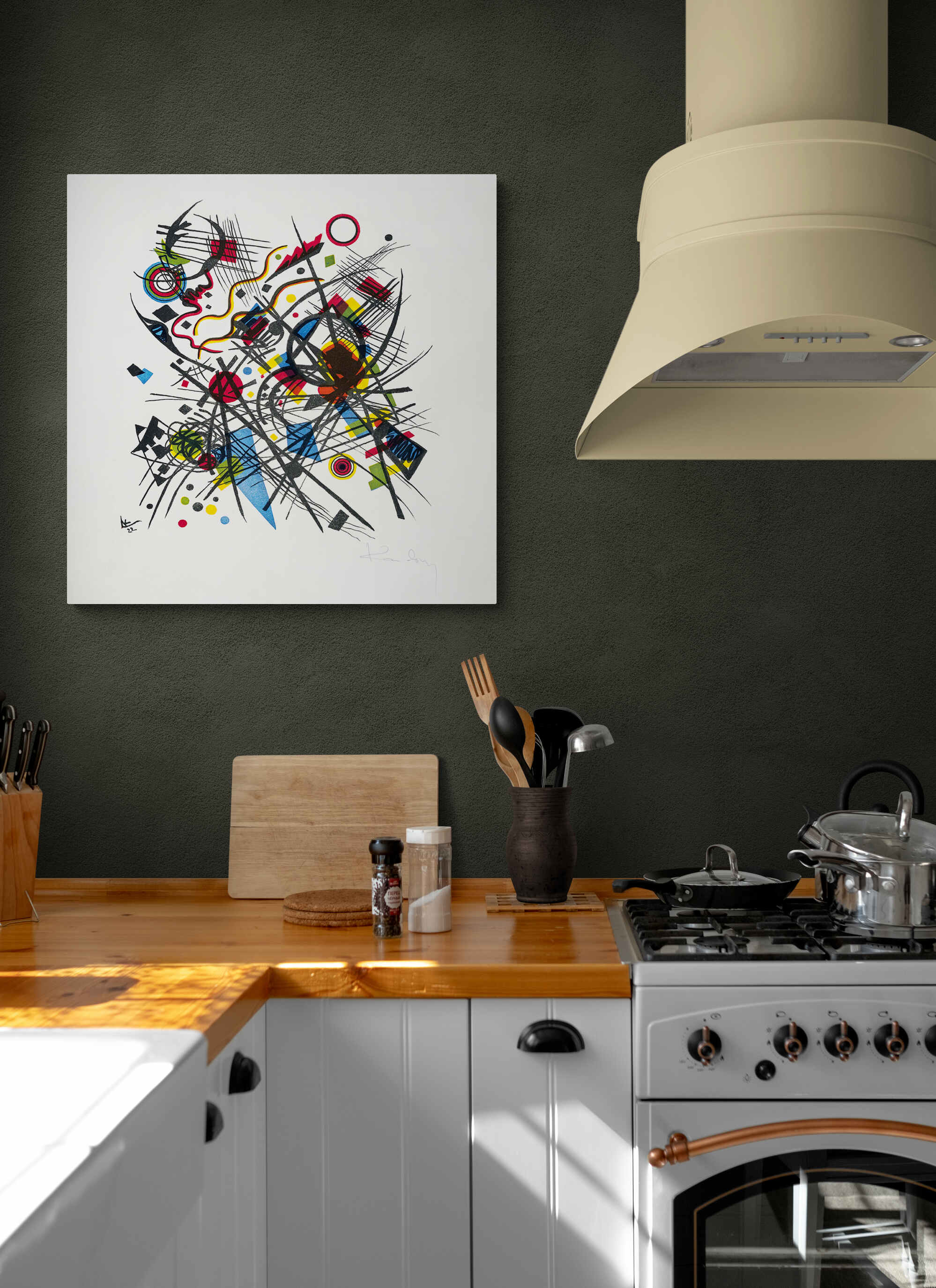 Lithographie fur die Vierte Bauhausmappe by Wassily Kandinsky - Framed Canvas Wall Art Print - Various Sizes