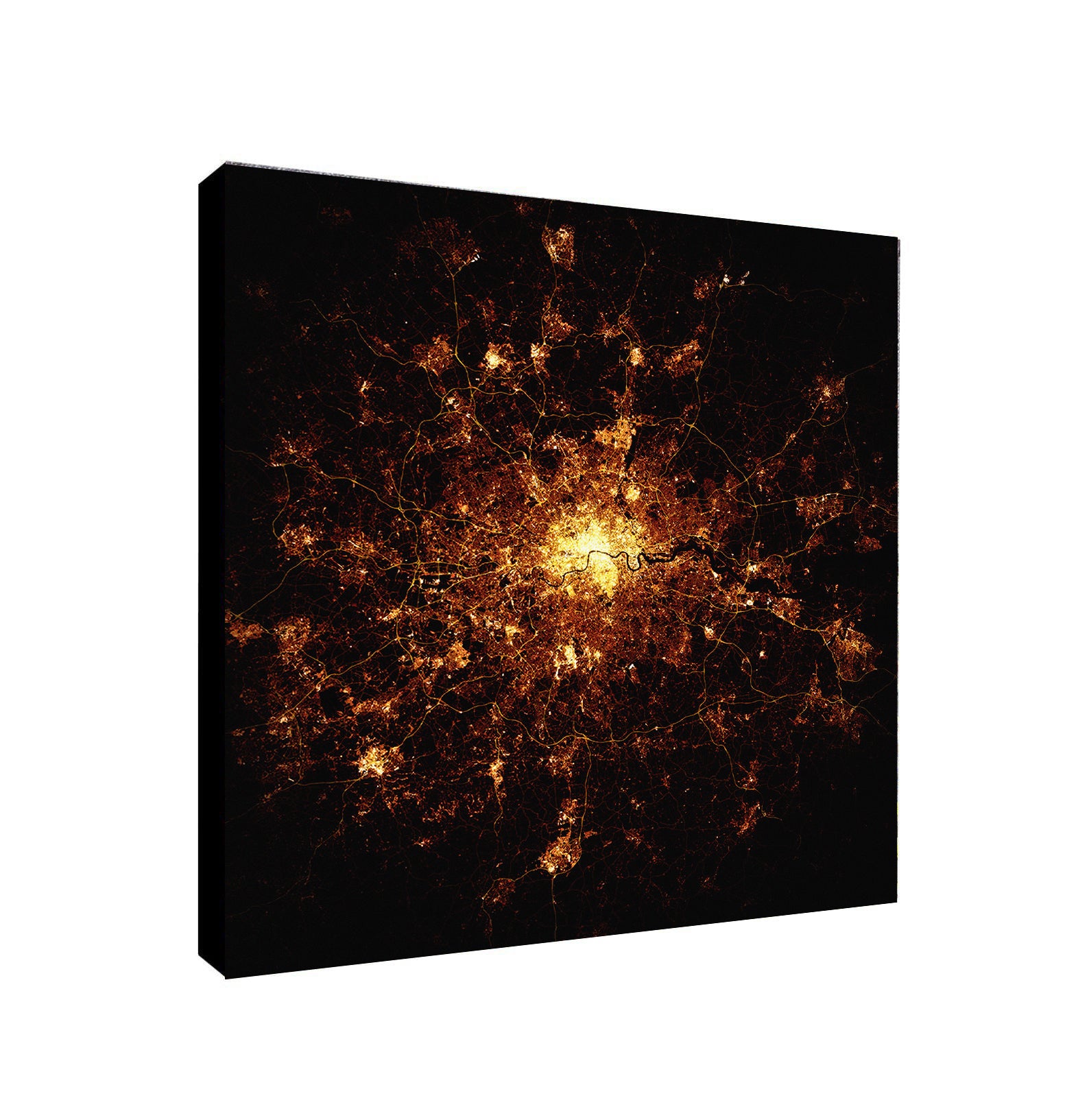 London At Night From Above - Canvas Wall Art Framed Print - Various Sizes