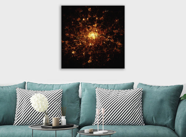London At Night From Above - Canvas Wall Art Framed Print - Various Sizes