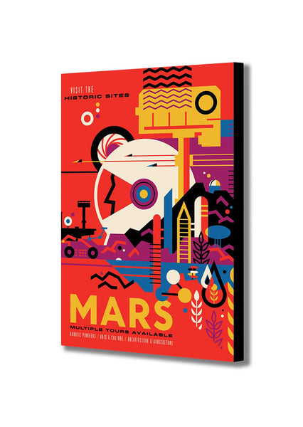 Mars - JPL Travel Poster - Canvas Wall Art Framed Print.