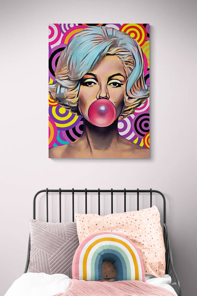 Marylyn Monroe - Bubble Gum Pop Art - Canvas Wall Art Framed Print - Various Sizes