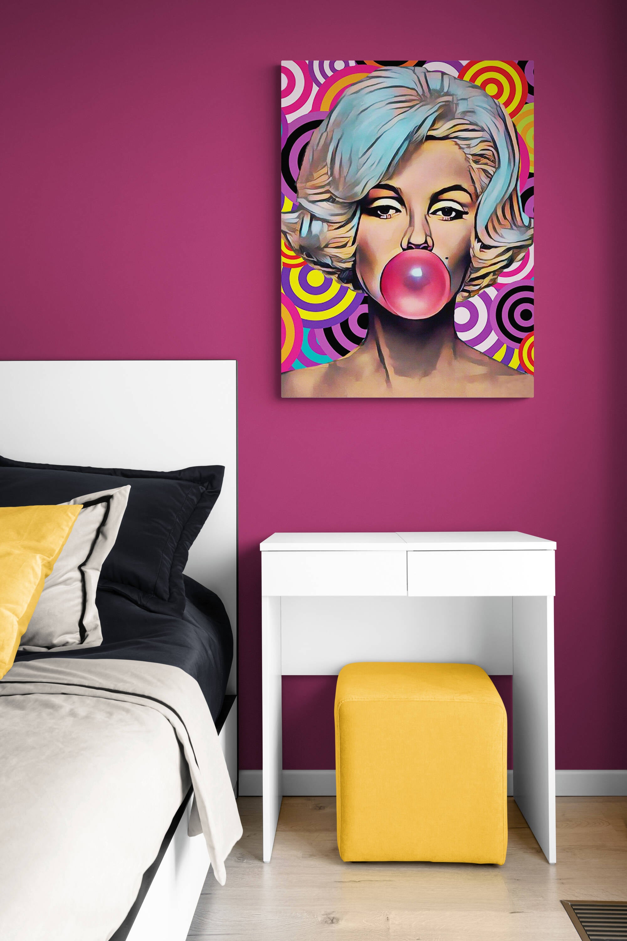 Marylyn Monroe - Bubble Gum Pop Art - Canvas Wall Art Framed Print - Various Sizes