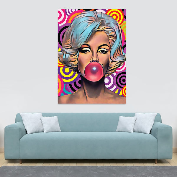 Marylyn Monroe - Bubble Gum Pop Art - Canvas Wall Art Framed Print - Various Sizes