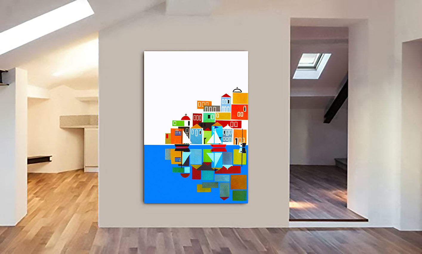 Mediterranean Travel Vintage Art 1961 - Canvas Wall Art Framed Print - Various Sizes