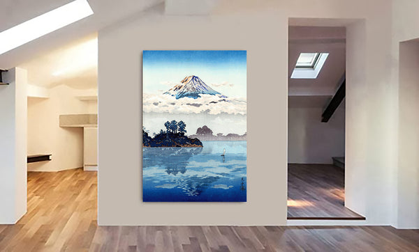 Mount Fuji Japanese landscape, Lake Kawaguchi by Tago Koitsu - Canvas Wall Art Framed Print - Various Sizes