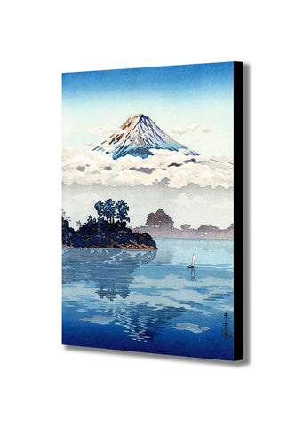 Mount Fuji Japanese landscape, Lake Kawaguchi by Tago Koitsu - Canvas Wall Art Framed Print - Various Sizes