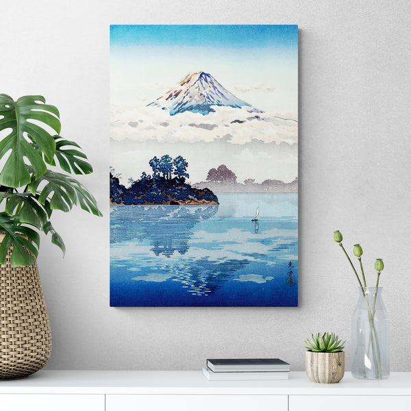 Mount Fuji Japanese landscape, Lake Kawaguchi by Tago Koitsu - Canvas Wall Art Framed Print - Various Sizes