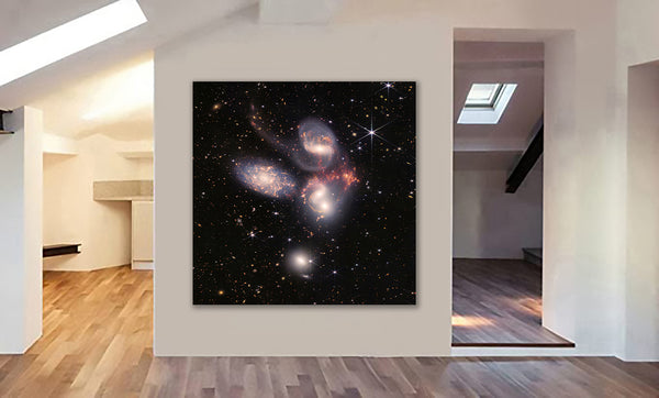 Mosaic of Stephan’s Quintet from NASA’s James Webb Space Telescope - Framed Canvas Wall Art Print - Various Sizes