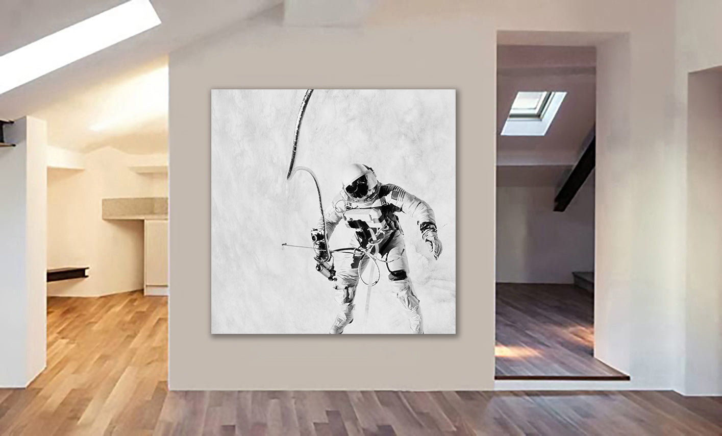 NASA Astronaut - Spaceflight Wall Art Black And White - Framed Canvas Wall Art Print - Various Sizes