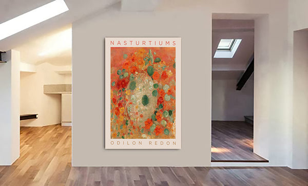 Nasturtiums Abstract Flower by Odilon Redon - Canvas Wall Art Framed Print - Various Sizes