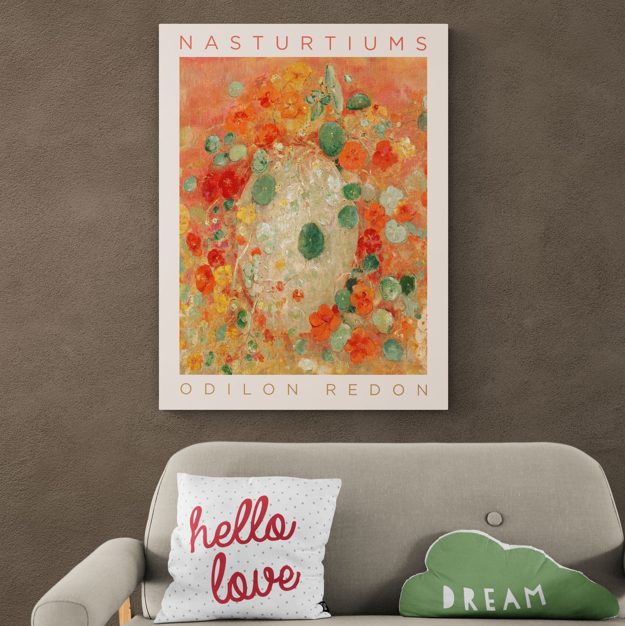 Nasturtiums Abstract Flower by Odilon Redon - Canvas Wall Art Framed Print - Various Sizes