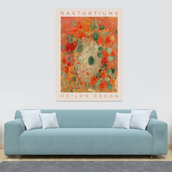 Nasturtiums Abstract Flower by Odilon Redon - Canvas Wall Art Framed Print - Various Sizes