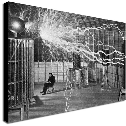 Nikola Tesla - Faraday Cage - Canvas Wall Art Framed Print - Various Sizes