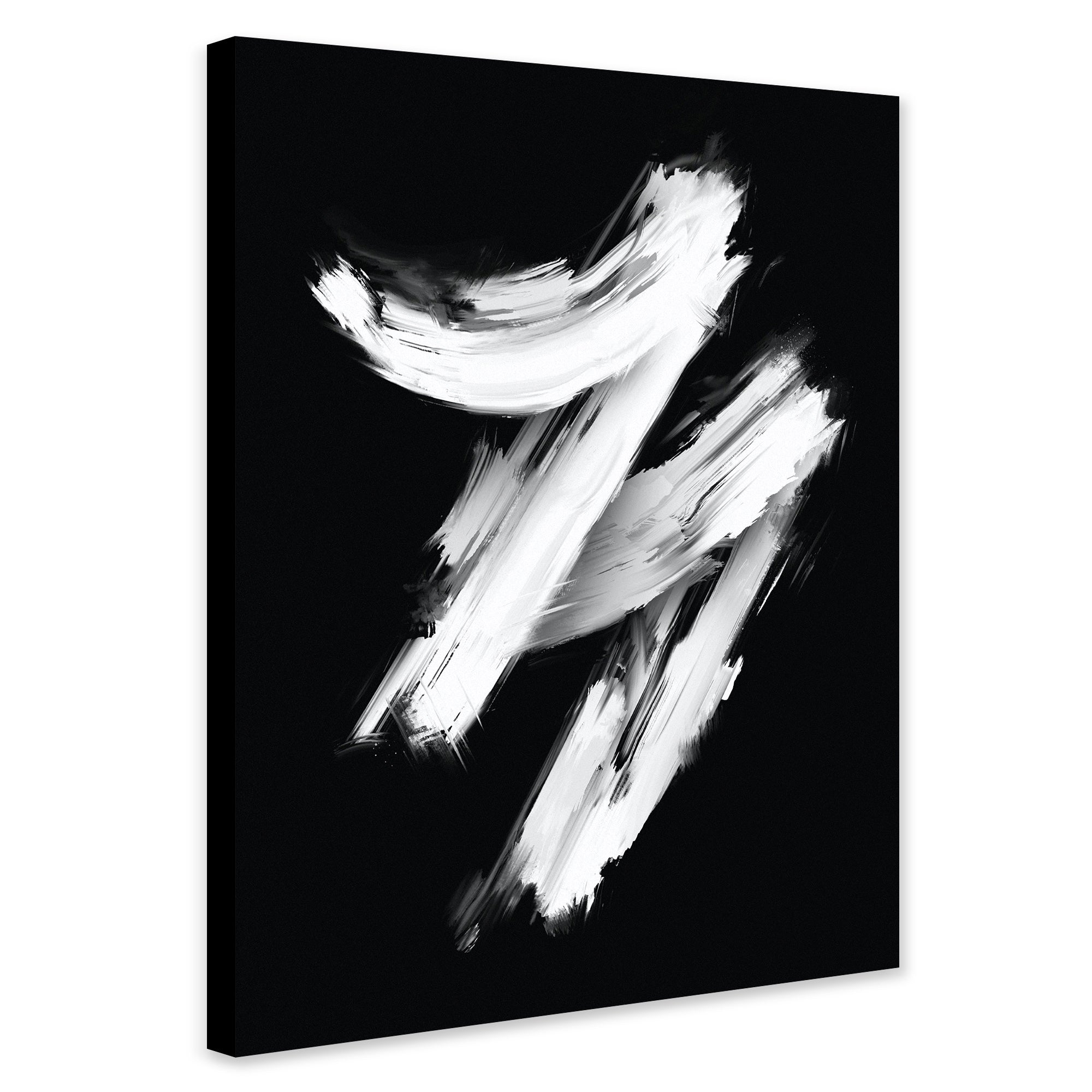 Paint Strokes Wall Art - Black and White - Canvas Wall Art Framed Print - Various Sizes