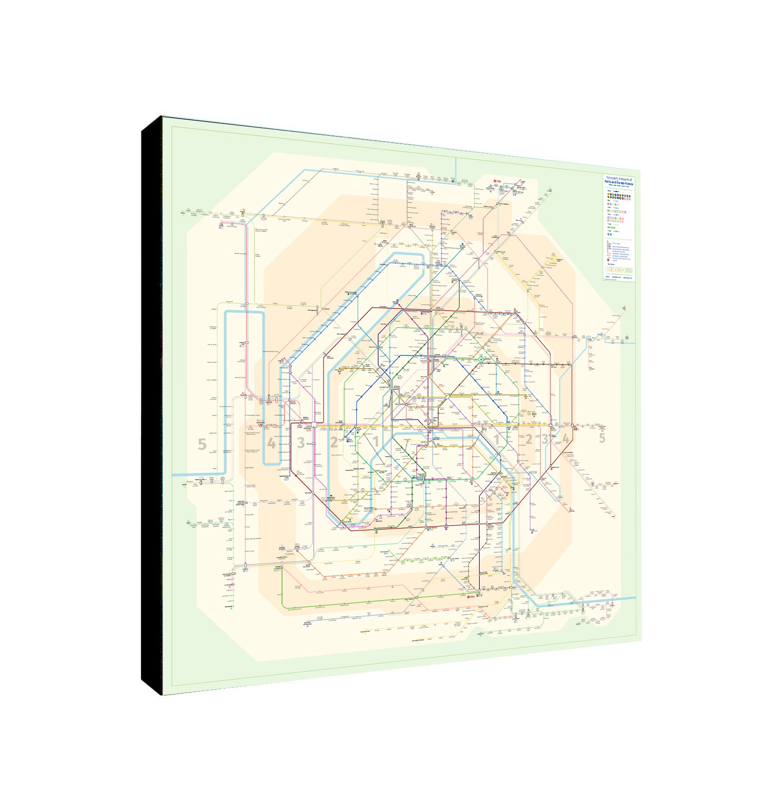 Paris Underground Metro Map - Canvas Wall Art Framed Print - Various Sizes