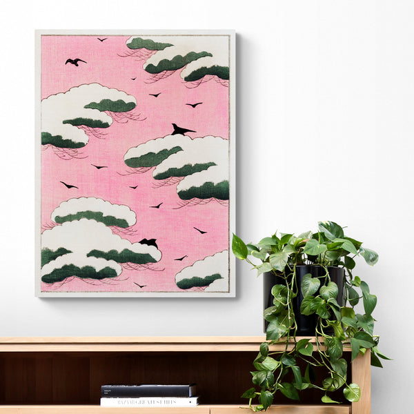 Pink Sky by Bijutsu Sekai Japanese Art - Canvas Wall Art Framed Print - Various Sizes