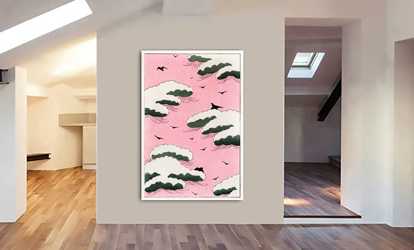 Pink Sky by Bijutsu Sekai Japanese Art - Canvas Wall Art Framed Print - Various Sizes