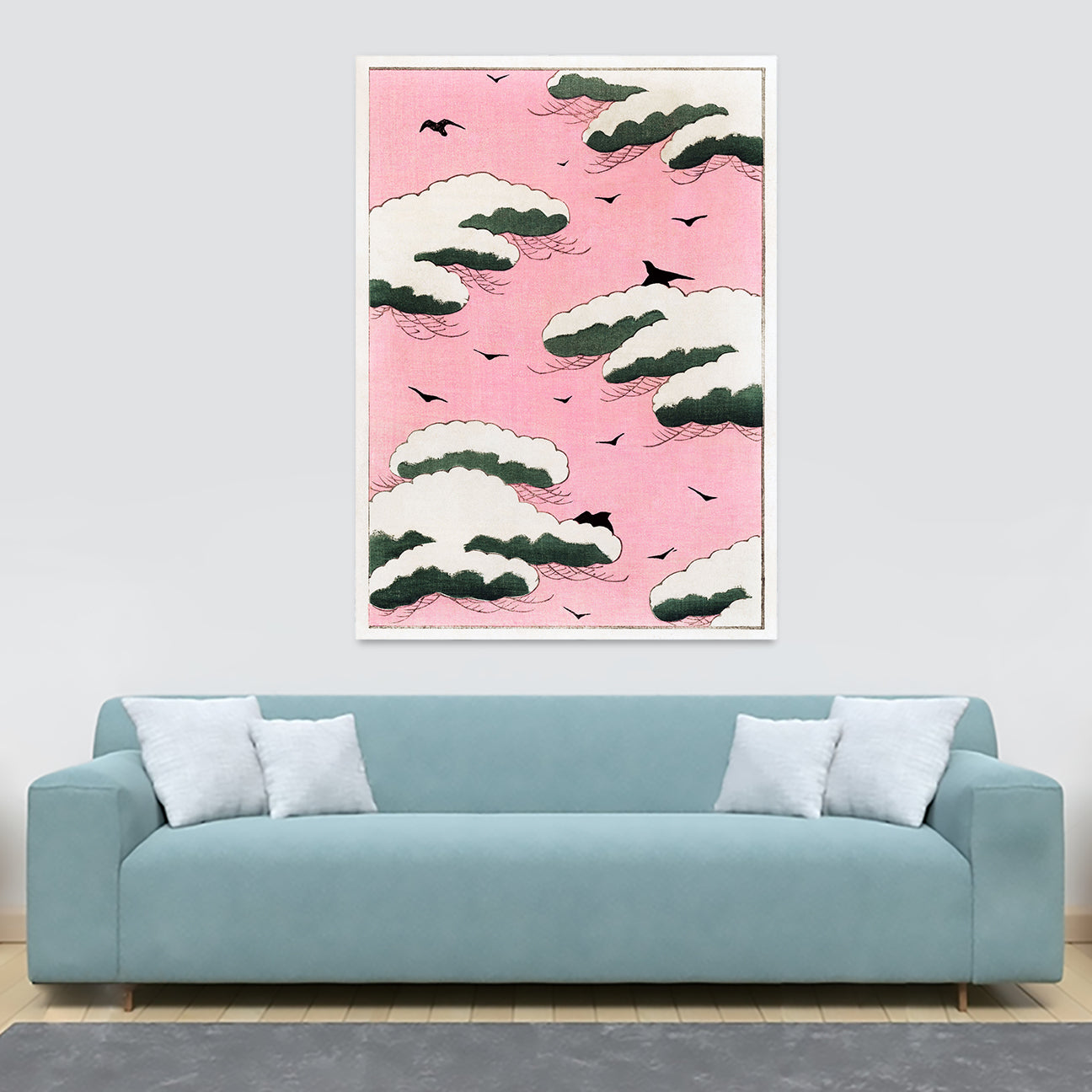 Pink Sky by Bijutsu Sekai Japanese Art - Canvas Wall Art Framed Print - Various Sizes
