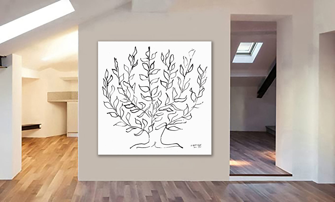Plain Tree - Black And White by Matisse - Framed Canvas Wall Art Print - Various Sizes