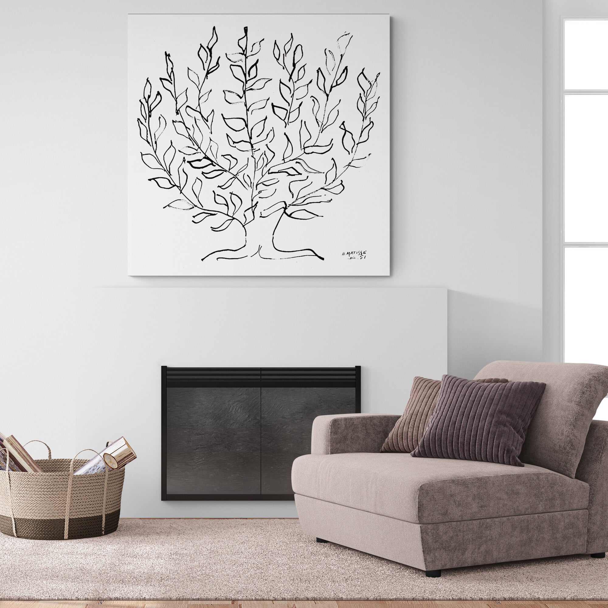 Plain Tree - Black And White by Matisse - Framed Canvas Wall Art Print - Various Sizes