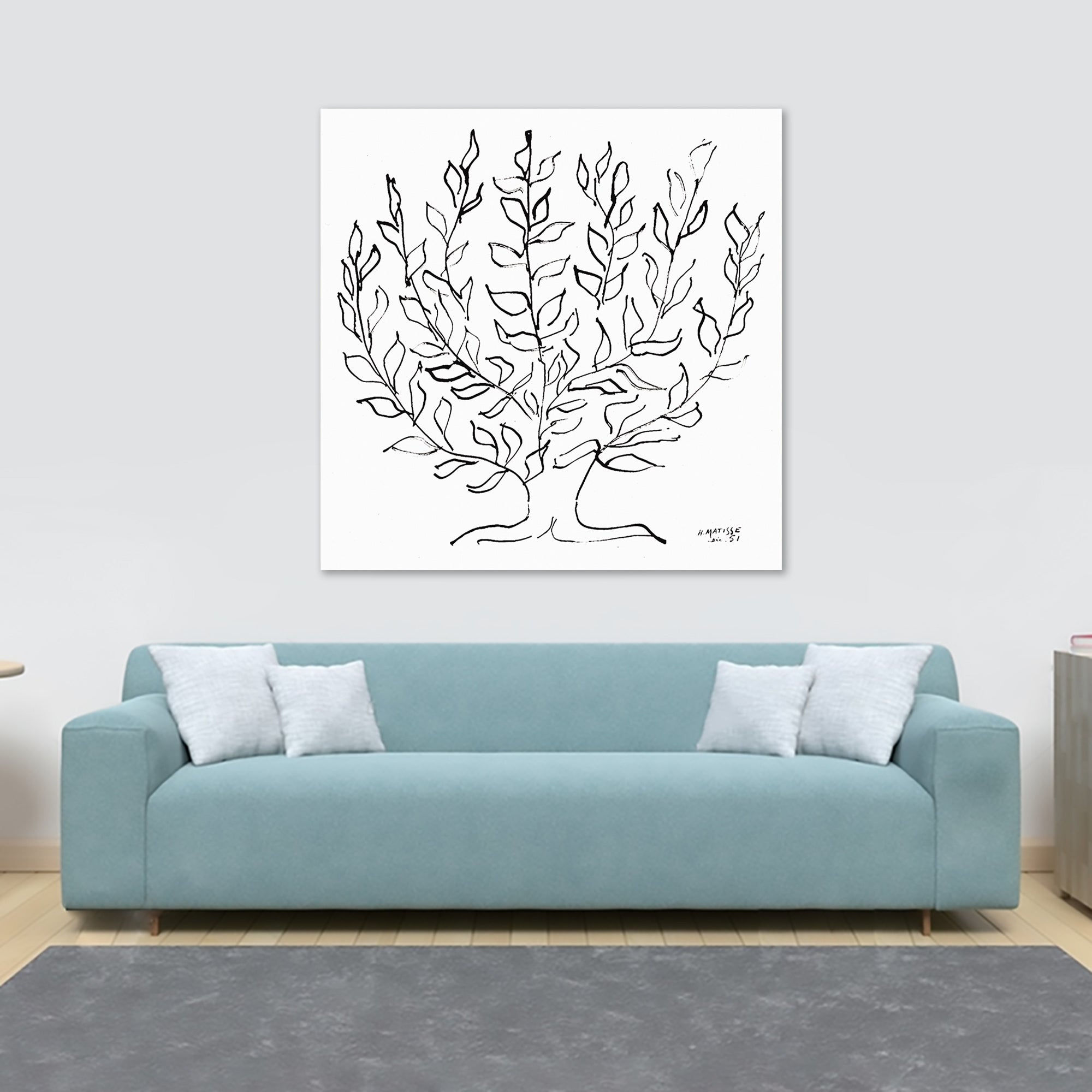 Plain Tree - Black And White by Matisse - Framed Canvas Wall Art Print - Various Sizes