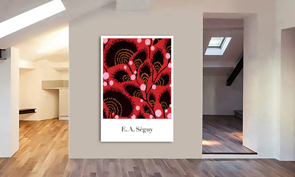 Red Floral Pattern - Vintage - by E. A. Seguy - Canvas Wall Art Framed Print - Various Sizes