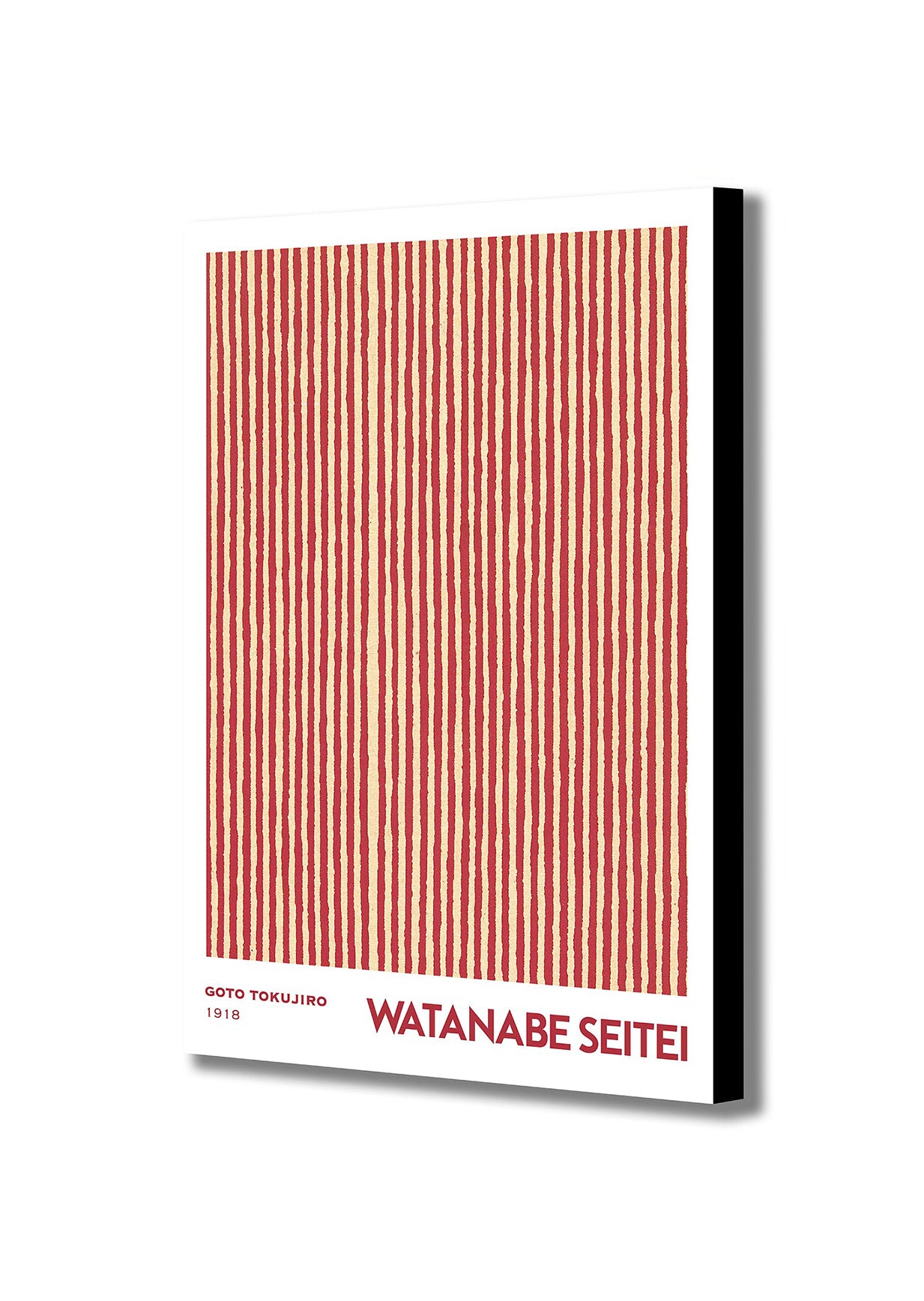 Red Stripes Japanese Abstract Art by Watanabe Seitei - Canvas Wall Art Framed Print - Various Sizes
